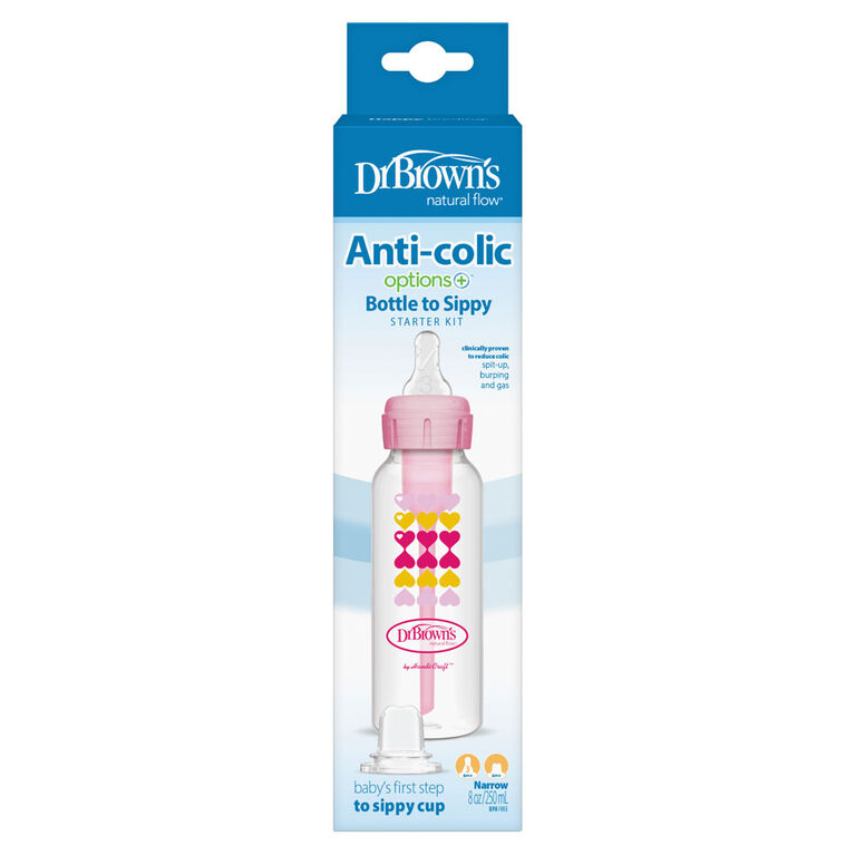 Dr. Brown's 8 oz. 2-in-1 Transition Narrow Bottle Kit - Pink