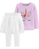 Carter's 2-Piece Glitter Unicorn Top & Tutu Legging Set - Lilac/Ivory, 3 Months