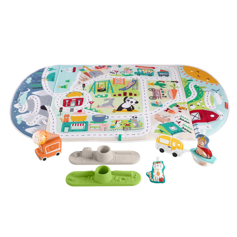 Fisher-Price - Portique et Tapis de jeu géant Ville d'activités