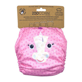 Zoocchini - Couche en tissu et 2 inserts - Alicorne - Taille unique - 7-35 lbs