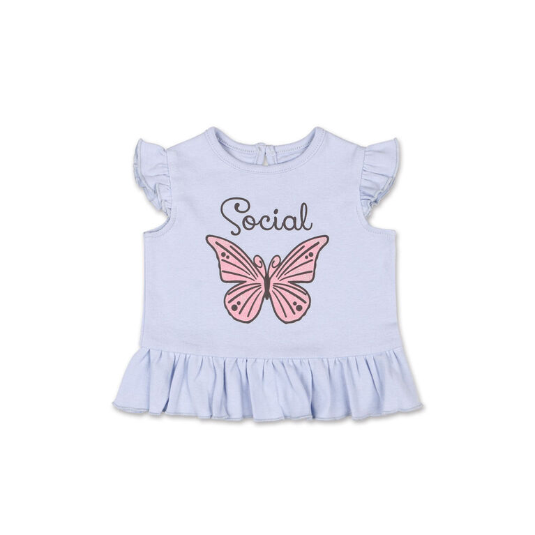 Tee-shirt avec volants aux manches papillon et Social Koala Baby  -18 mois