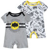 Batman Newborn Future Superhero 2 Pack Rompers 0-3M Grey