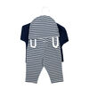 Baby Mode Ensemble 3 pièces pantalon et chapeau gaufré : Animal safari bleu 6 mois
