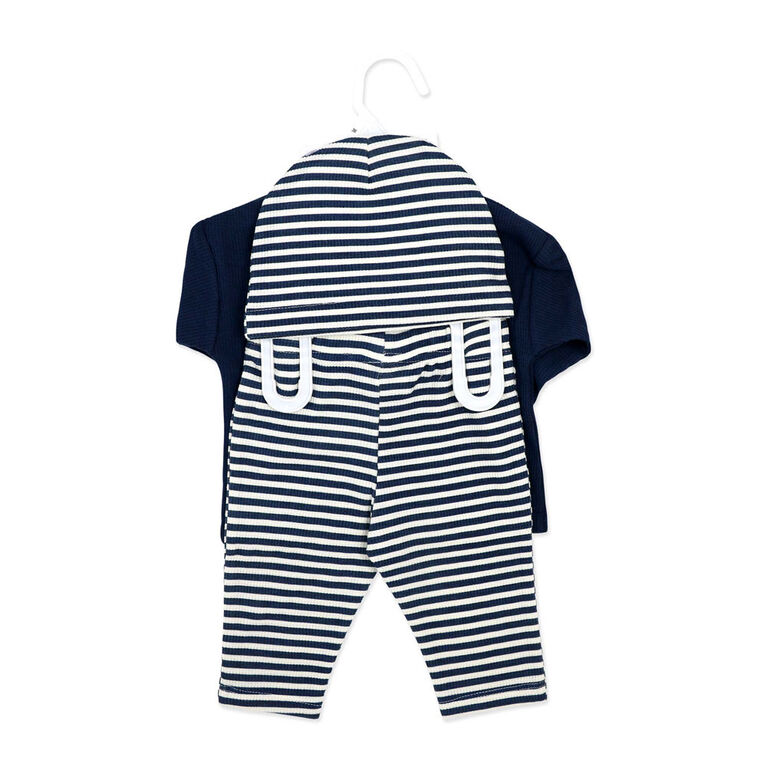 Baby Mode Ensemble 3 pièces pantalon et chapeau gaufré : Animal safari bleu 6 mois