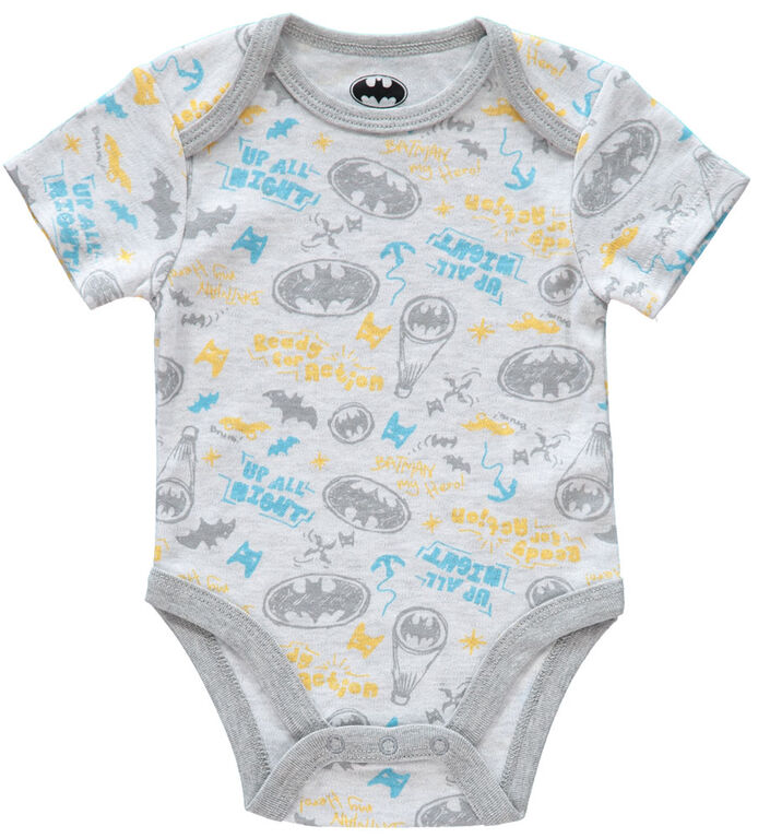 Batman Newborn 3 Pack Bodysuit 6-9M Grey