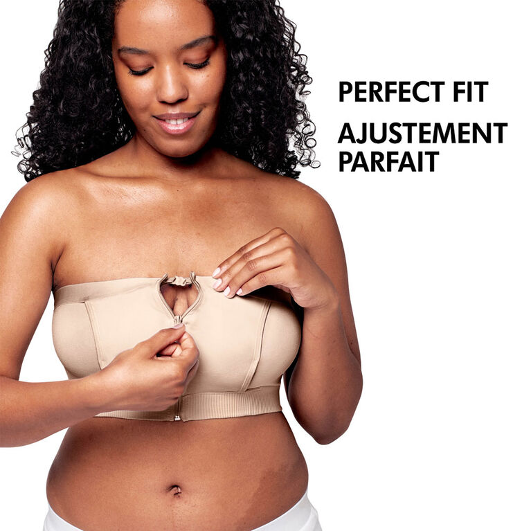 Soutien-Gorge D'Allaitement,Soutien-Gorge Tire-Lait Mains Libres  Allaitement Coton Doux pour l'allaitement,Beige(L)