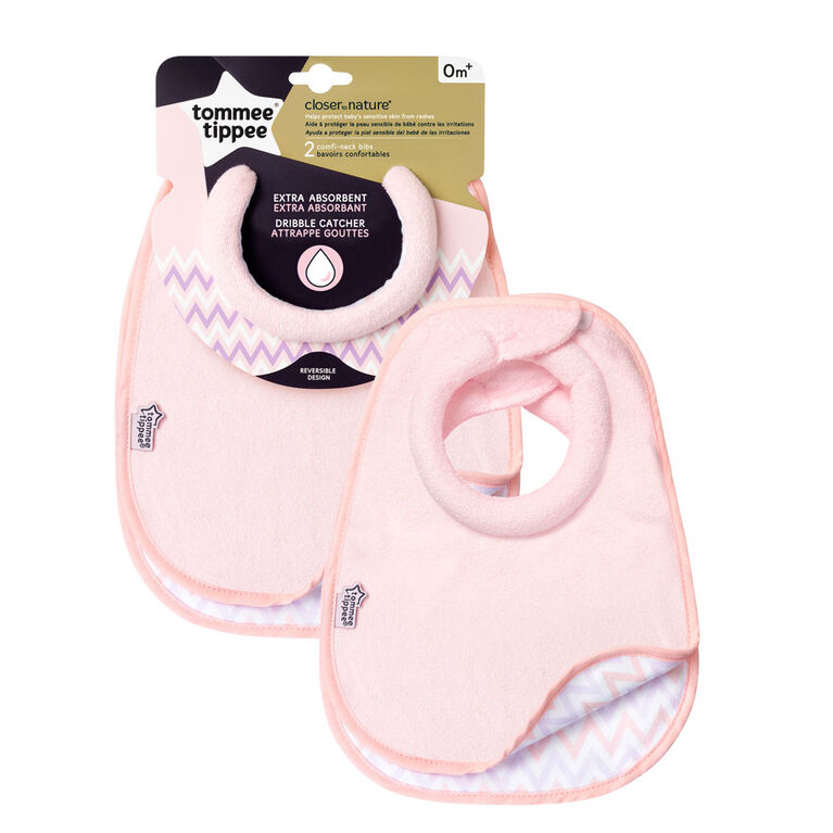 Tommee Tippee Closer to Nature Comfi-Neck Bib 2-Pack - Pink