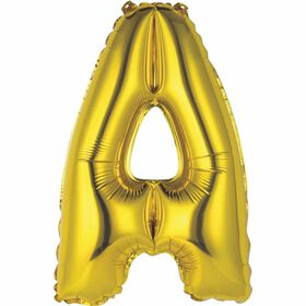 14" Gold Letter Balloons - A