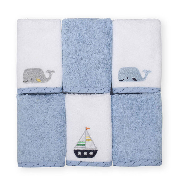 Koala Baby 6-Pack Washcloths, Blue Maritime