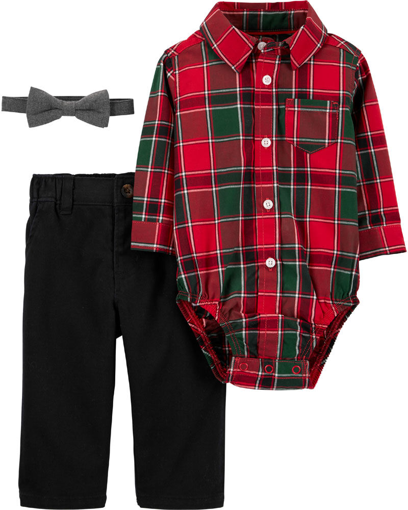 Carter's red and outlet black plaid dress