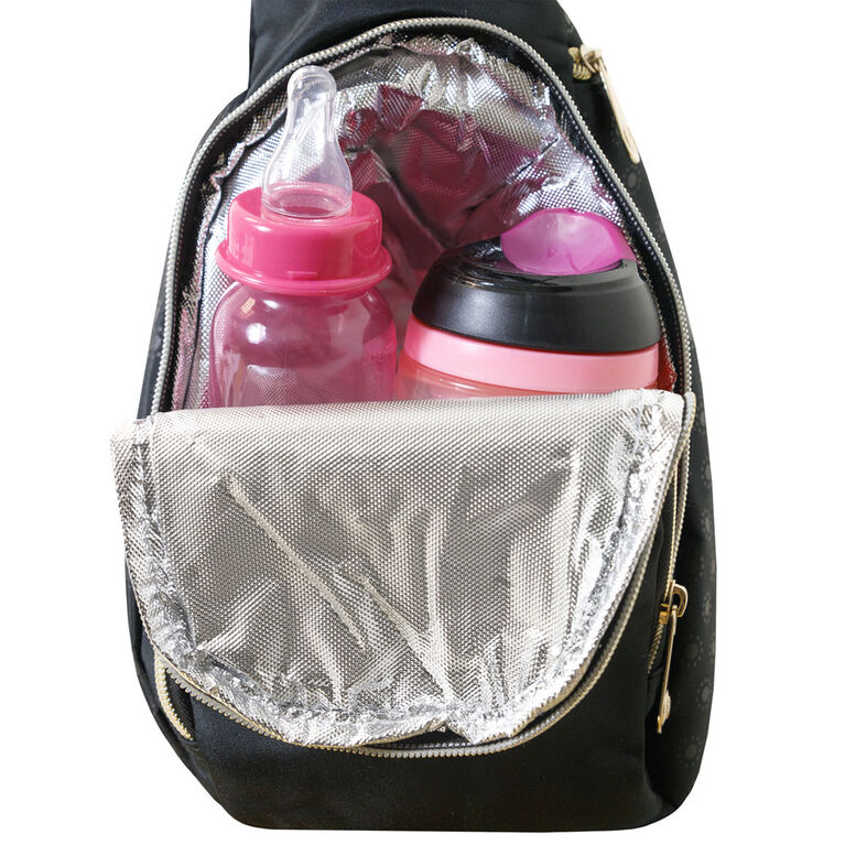 Fisher Price Hobo Diaper Bag, Gold Trim Black