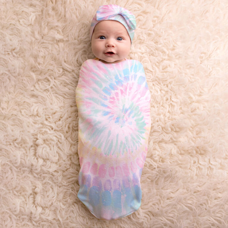 Cocoon and Hat Set, Pink Tie-Dyed