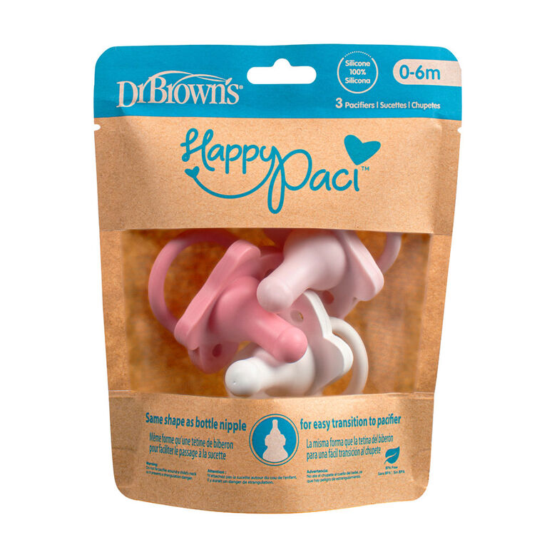 HappyPaci 1pc sucette en silicone rose 3pk
