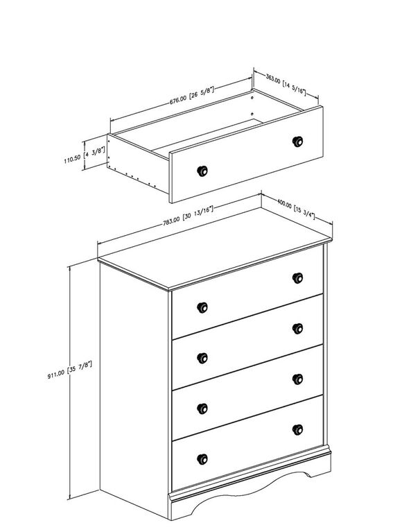 Angel Commode 4 tiroirs- Cerisier royal.