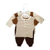 Baby Mode Ensemble de jogging 3 pi&egrave;ces en molleton : rayures marron, 12 mois