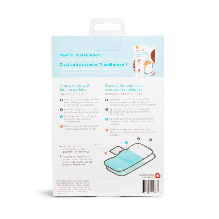 Munchkin TheraBurpee Burp Cloths For Use with Colic & Fever Rescue Kit - 2pk