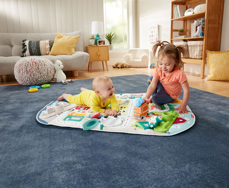 Fisher-Price - Portique et Tapis de jeu géant Ville d'activités