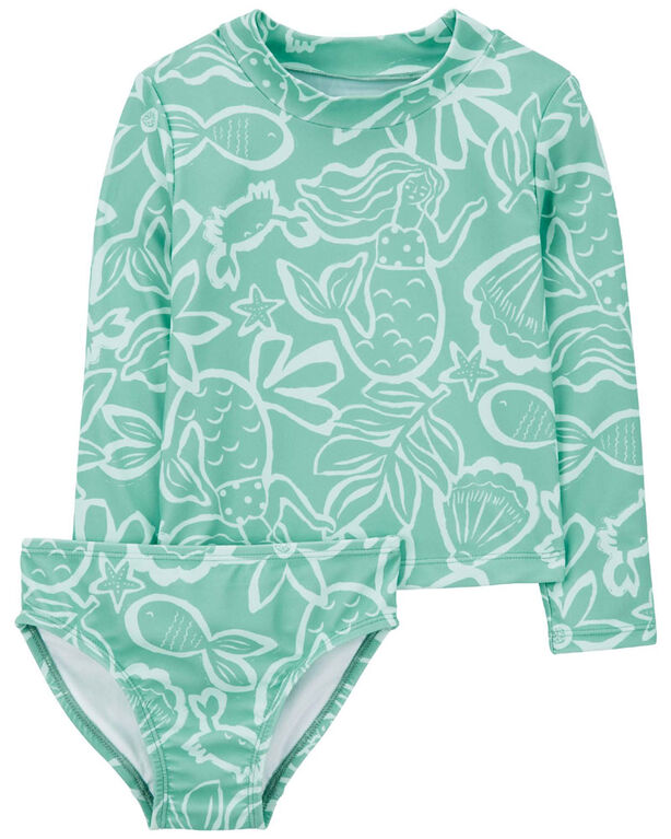Carter's Two Piece Rashguard Swim Set Green 4T