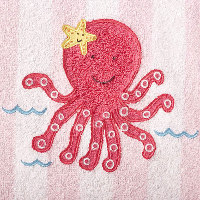 Koala Baby Serviette De Bain à Rayures Rouges Et Blanches Avec Appliqué De Pieuvre