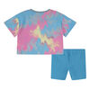 Nike Boxy Tee and Bike Shorts Set  - Batic Blue - Size 4T