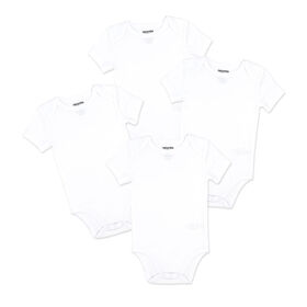 Naturelle 4 Pack Short Sleeve Bodysuit: White