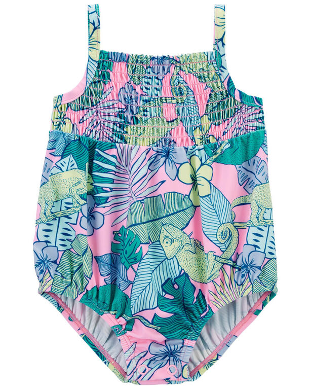 Carter's Tropical Iguana Smocked 1-Piece Swimsuit  