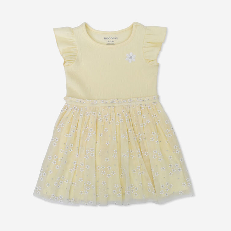 Rococo Robe Tutu Florale Jaune 12/18M