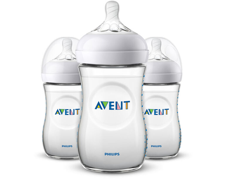 Philips Avent Natural Baby Bottle, 9oz, 3-Pack - Clear