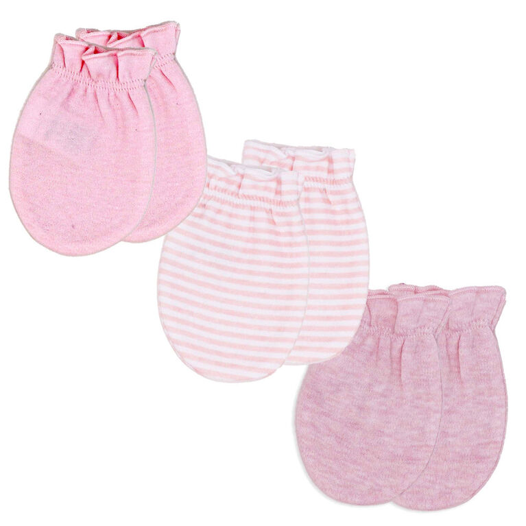 Naturelle 3 Pack Mitts: Pink 0-6M