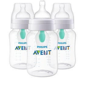 Philips Avent Anti-colic Bottle With AirFree Vent, 9oz, 3 pack, Clear