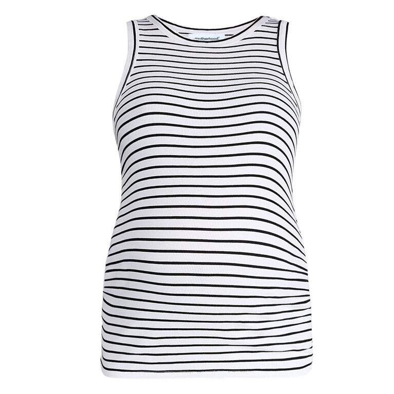 Motherhood Rib Halter Tank-Stripe-L