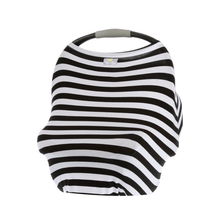 Itzy Ritzy Mom Boss 4-in-1 Multi-Use Cover - Black and White Stripe - English Edition
