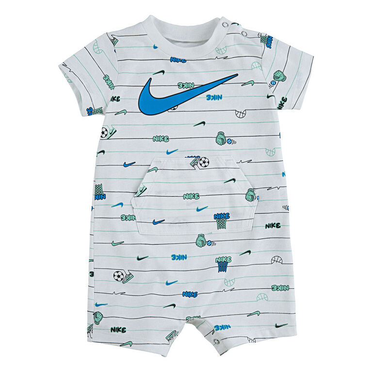 Nike Romper - White, 0-3 Months to Newborn