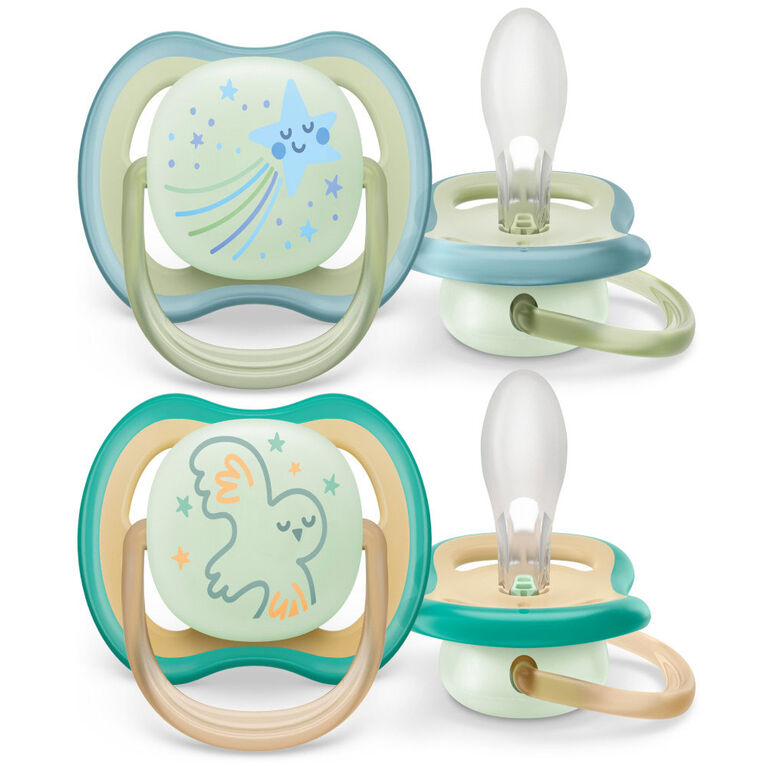 Avent Ultra Air Pacifier  0-6m star/owl 2pk