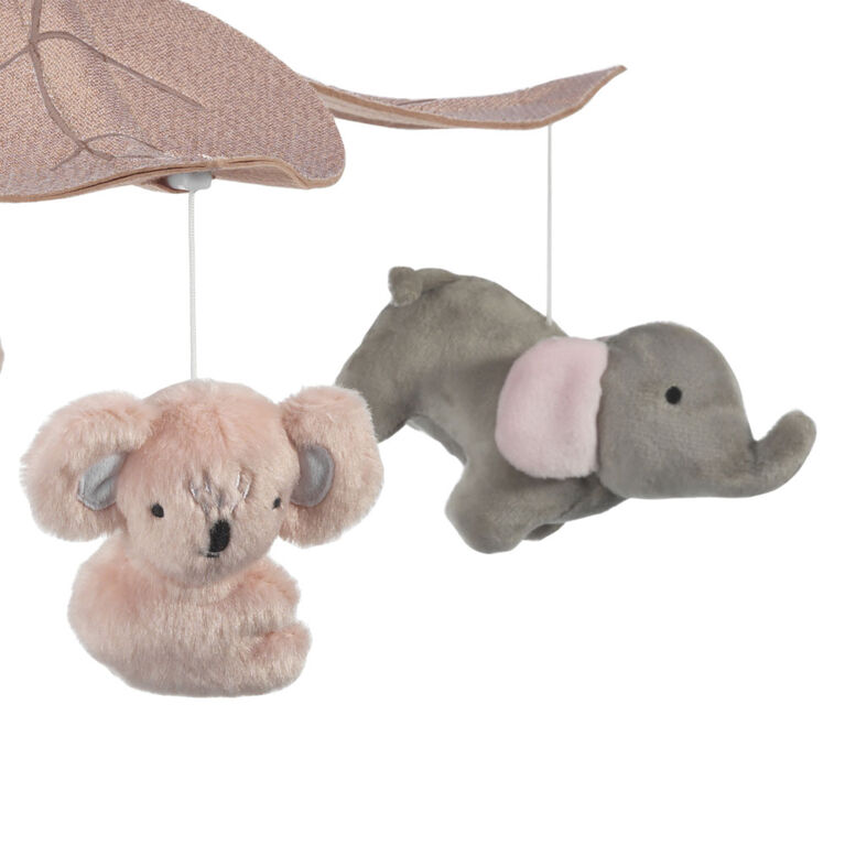 Lambs & Ivy Calypso Elephant Koala Musical Mobile - Pink/Gray