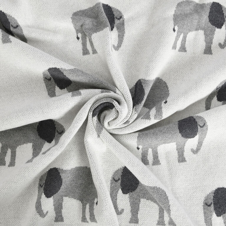 Baby's First by Nemcor Cotton Knit Baby Blanket, Elephant