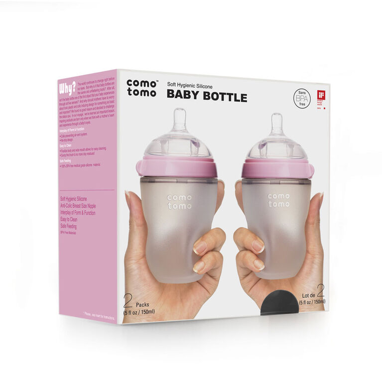 Comotomo Natural Flow Bottle (Double Pack) 250ML Pink. Babies R Us Canada