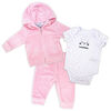 Sterling Baby 3 Piece Velour Jacket Set: Pink Kitty