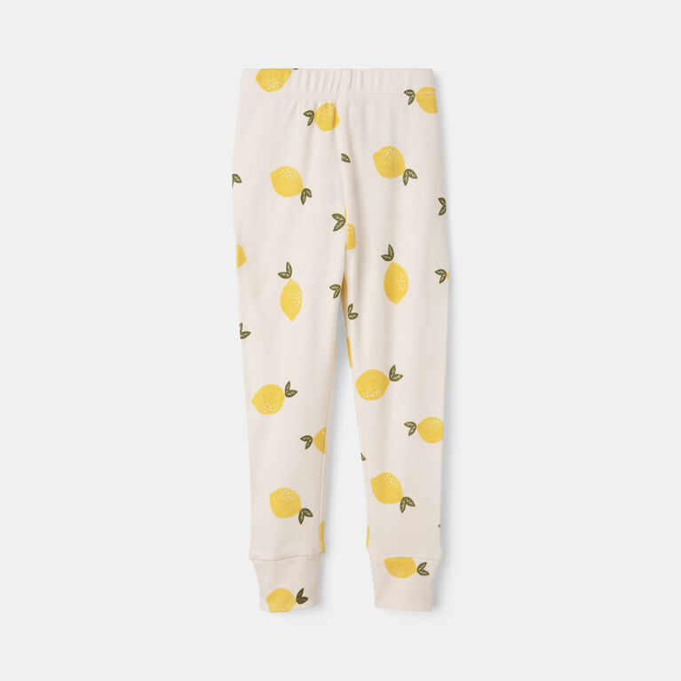 Short Sleeve 2 Piece Sleep White Lemon Print 3Y