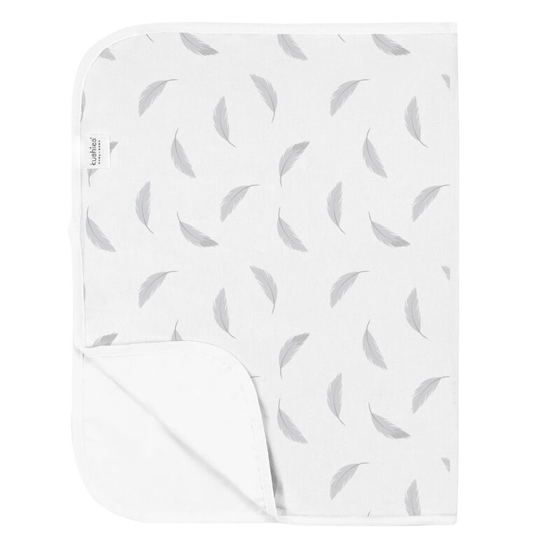 Kushies Portable Changing Pad Liner Flannel Grey Feathers