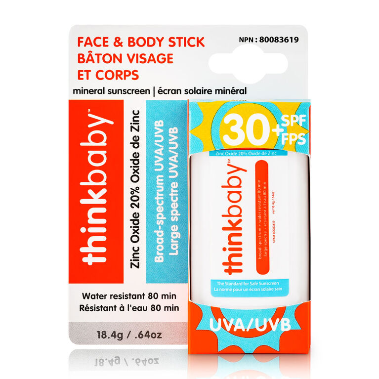 Thinkbaby Mineral Based Safe Sunscreen Stick Spf 30+ 0.64 Oz