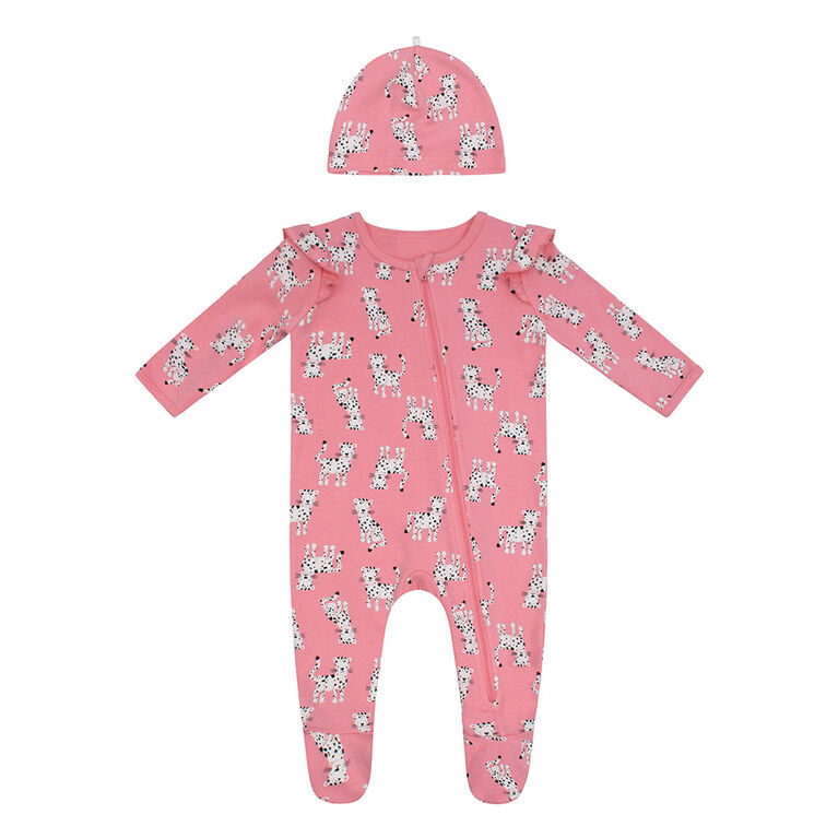 PL Baby Feline Fabulous Sleeper with Knit Hat Coral NB