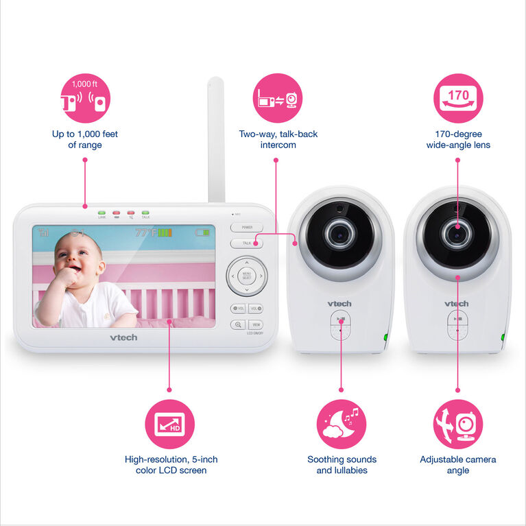 VTech VM351-2 - 2 Camera Full Colour Video Monitor with Wide Angle Lens and Standard Lens - R Exclusive