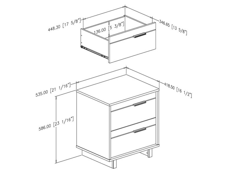 Fynn 2-Drawer Nightstand Rustic Oak