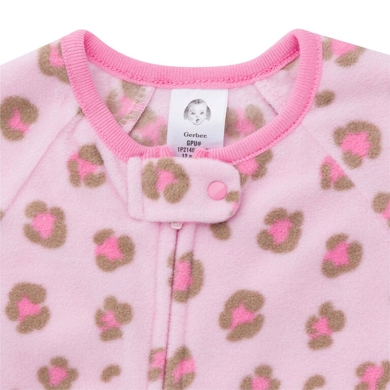 Gerber Childrenswear - 1-Pack Blanket Sleeper - Leopard - Pink 24 months