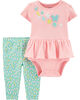 Carter's 2-Piece Butterfly Peplum Bodysuit Pant Set - Pink/Mint, 9 Months