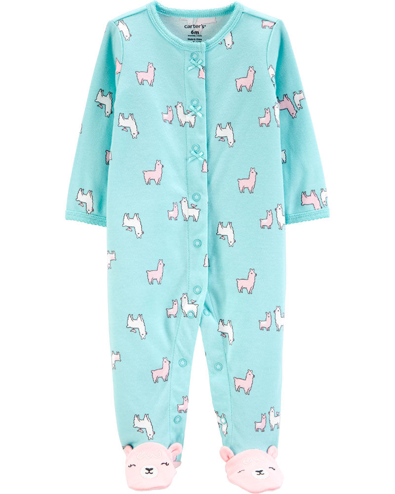 Carter s Llama Snap Up Cotton Sleep Play Turquoise 3 Months