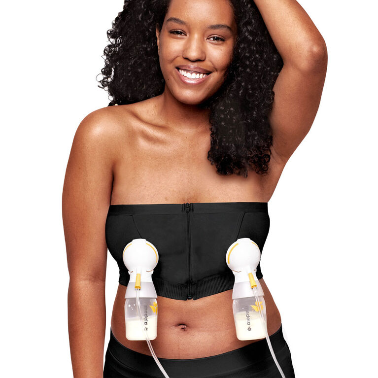 Medela Hands Free Pumping Bustier, Easy Expressing Pumping Bra with  Adaptive Stretch for Perfect Fit, Black Small