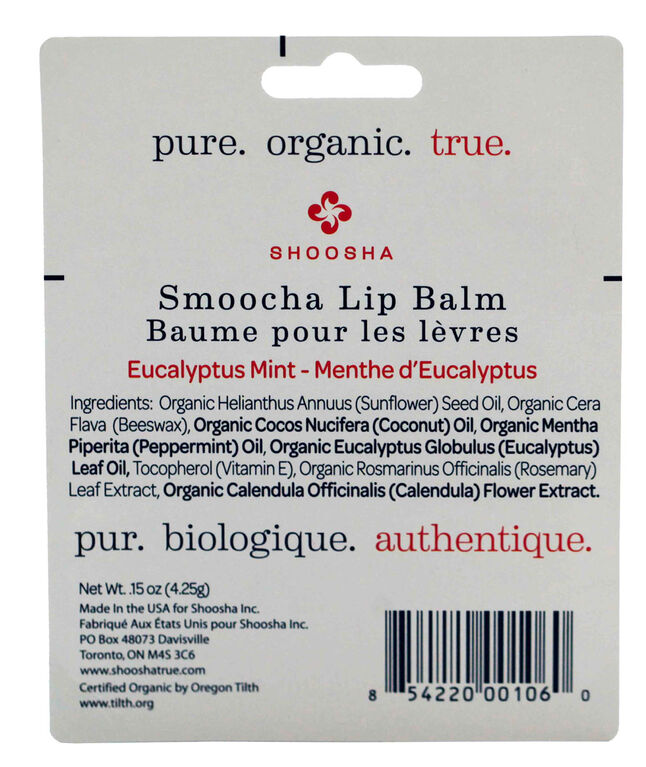 Shoosha Smoocha Baume pour les Lèvres - Menthe d'Eucalyptus.