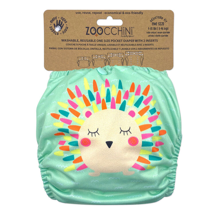 Zoocchini Cloth Diaper &amp; 2 Inserts Hedgehog One Size